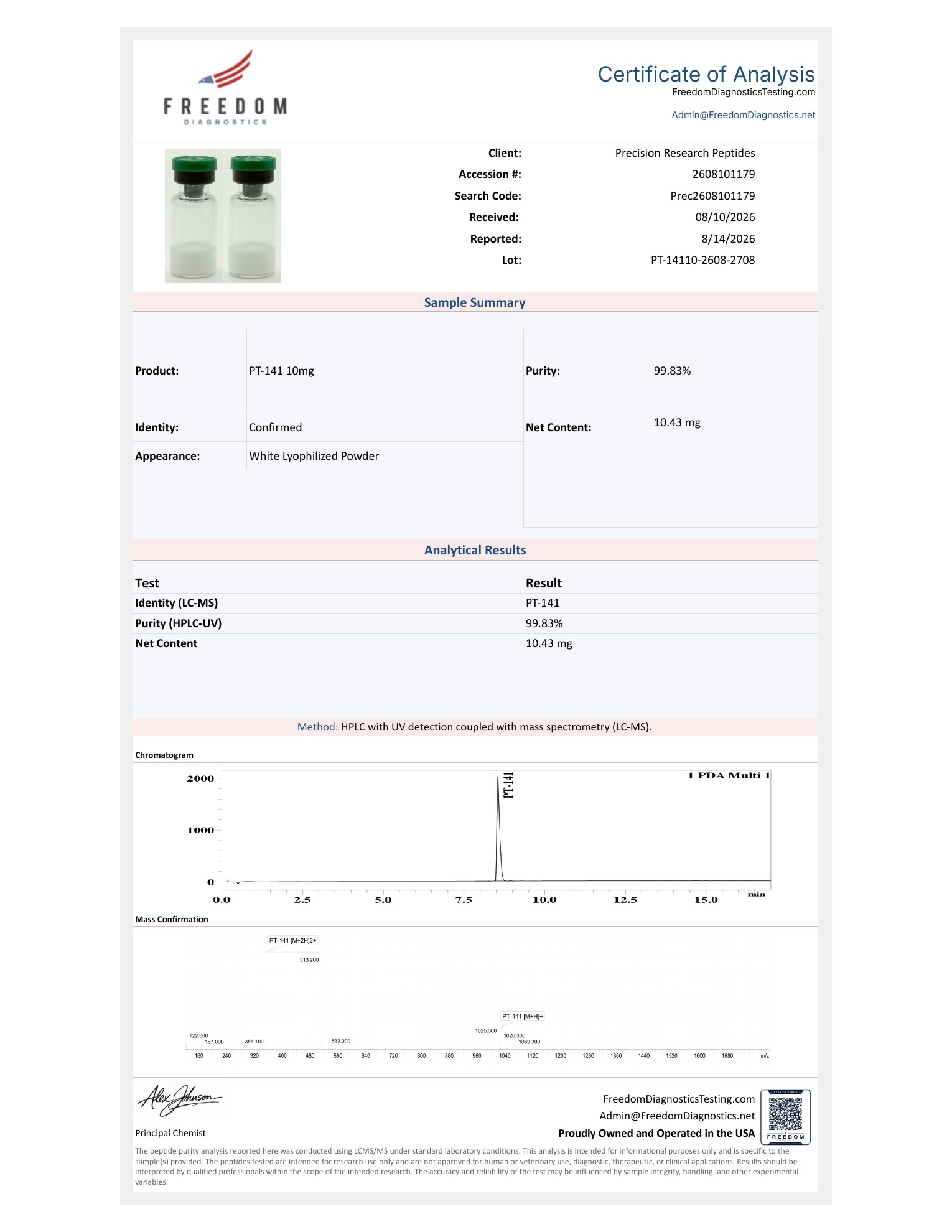 PT-141 10mg COA