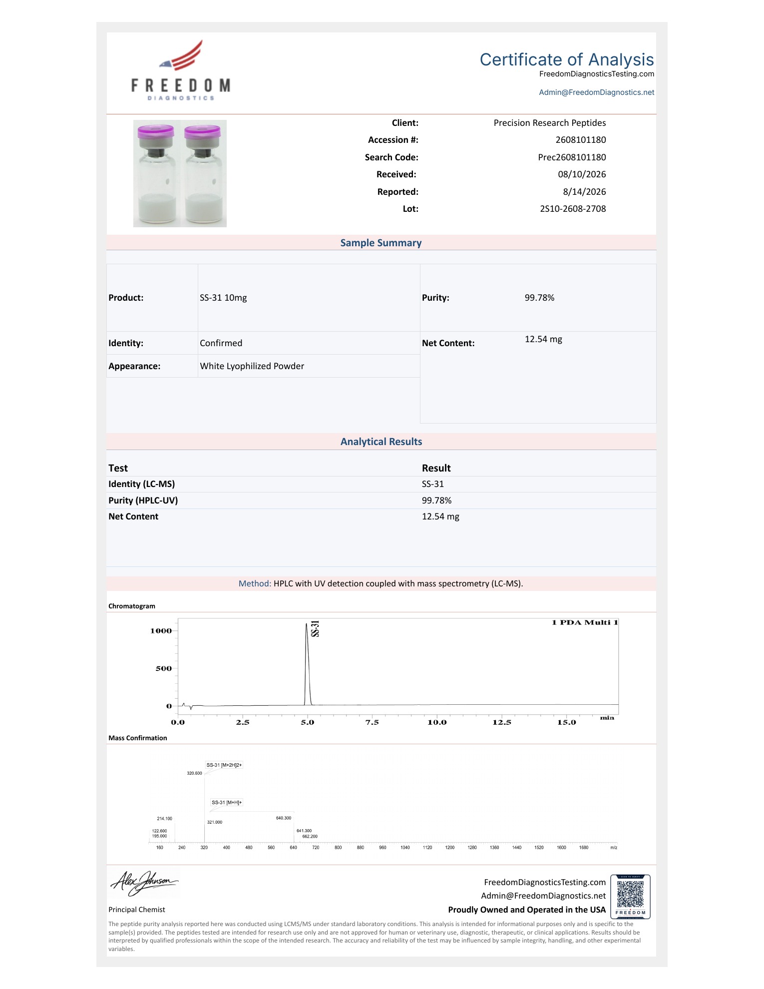 SS-31 10mg COA